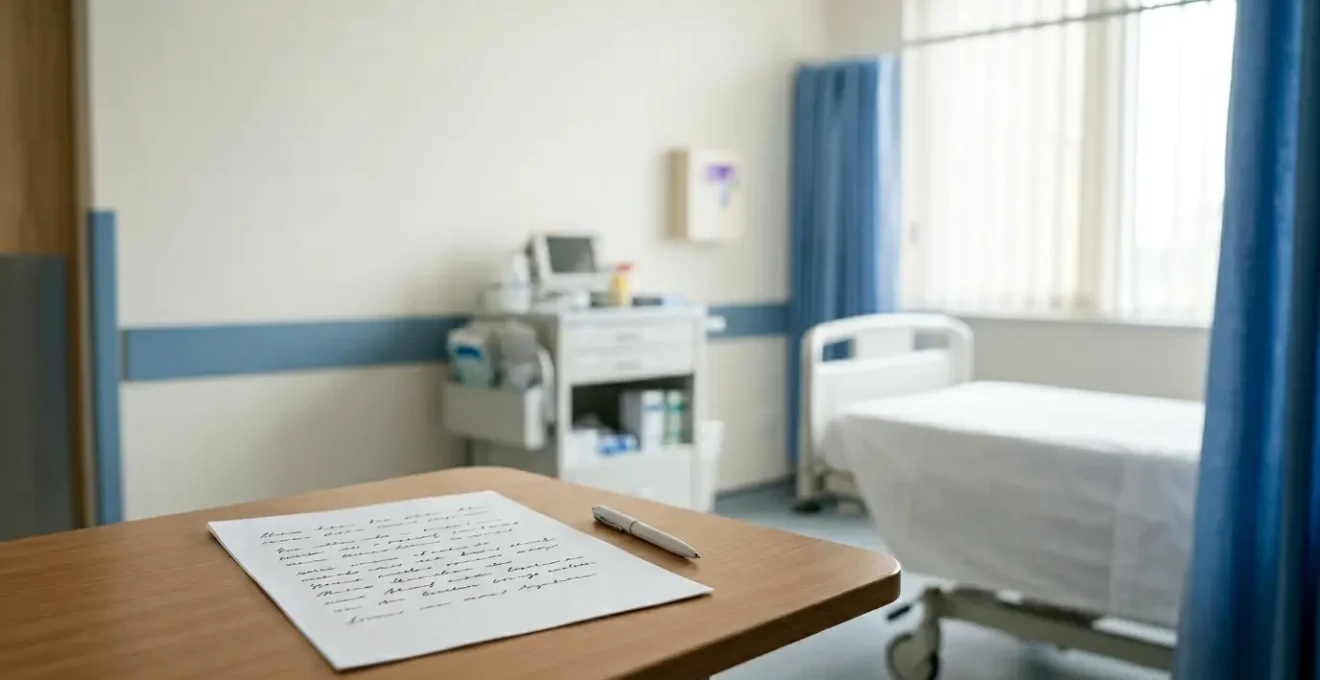 Clean minimalist scene showing a one-page birth plan document with essential preferences clearly visible, emphasizing simplicity and clarity for busy healthcare professionals