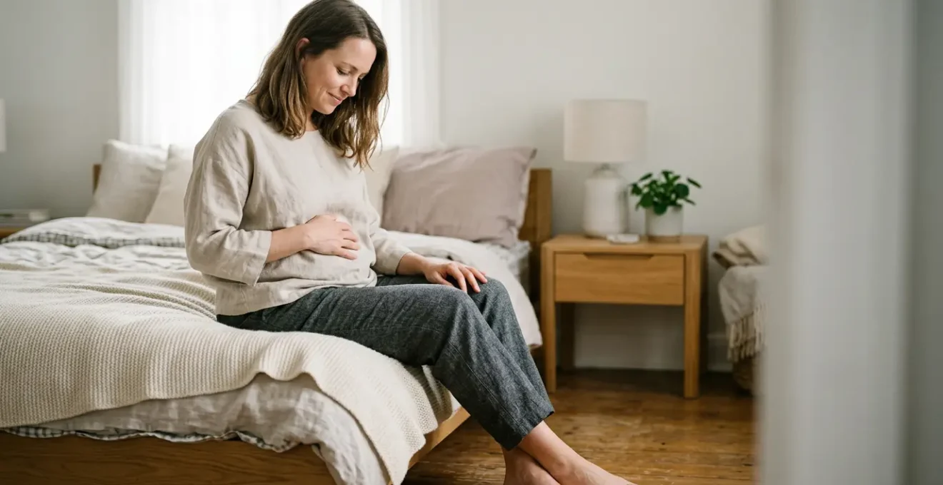 Woman resting in peaceful recovery space during early postpartum period