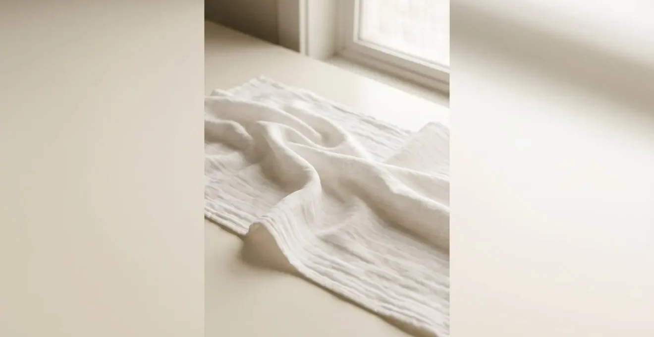 Soft muslin comfort cloth with natural texture in gentle window light representing sensory attachment object