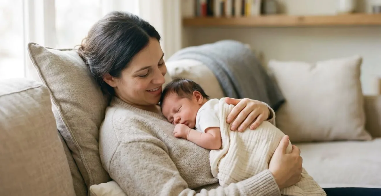 Parent reclining at a forty-five-degree angle with a newborn baby positioned chest-to-chest for gentle tummy time exercise.