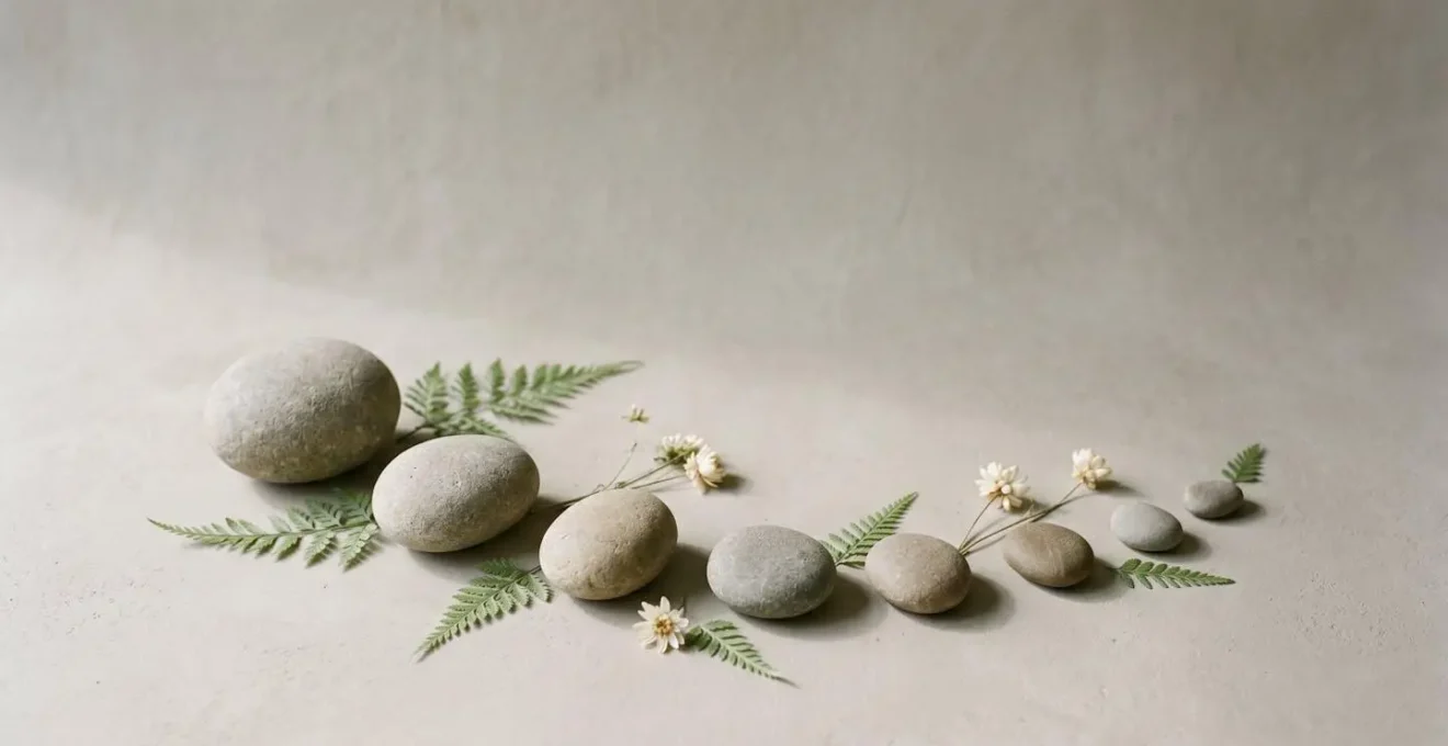 Soft anatomical visualization showing the gradual reduction of postpartum body changes through symbolic natural elements